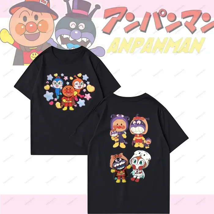 Anpanman mignon dessin animé drôle hauts unisexe femmes hommes t-shirt Hipster à manches courtes nouveauté tendance vêtements mode t-shirts