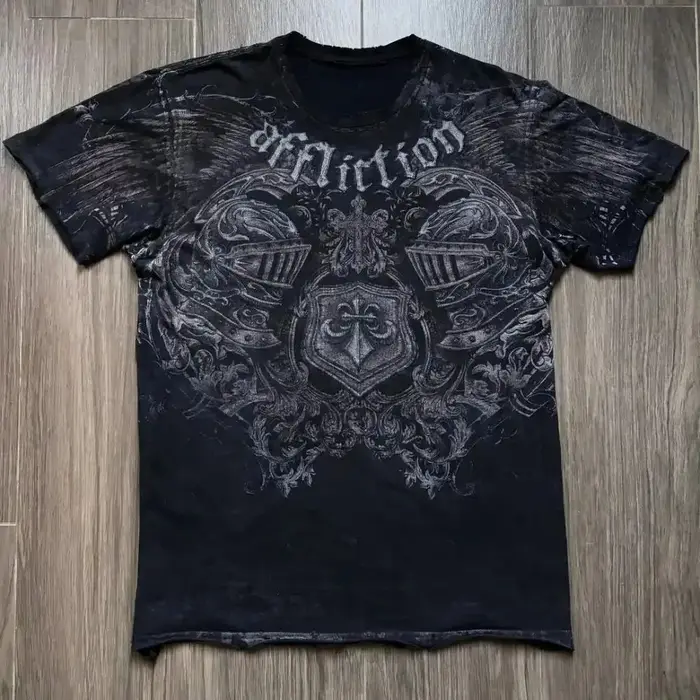 T-shirt col rond pour hommes européens et américains, imprimé tête de mort, confortable et respirant