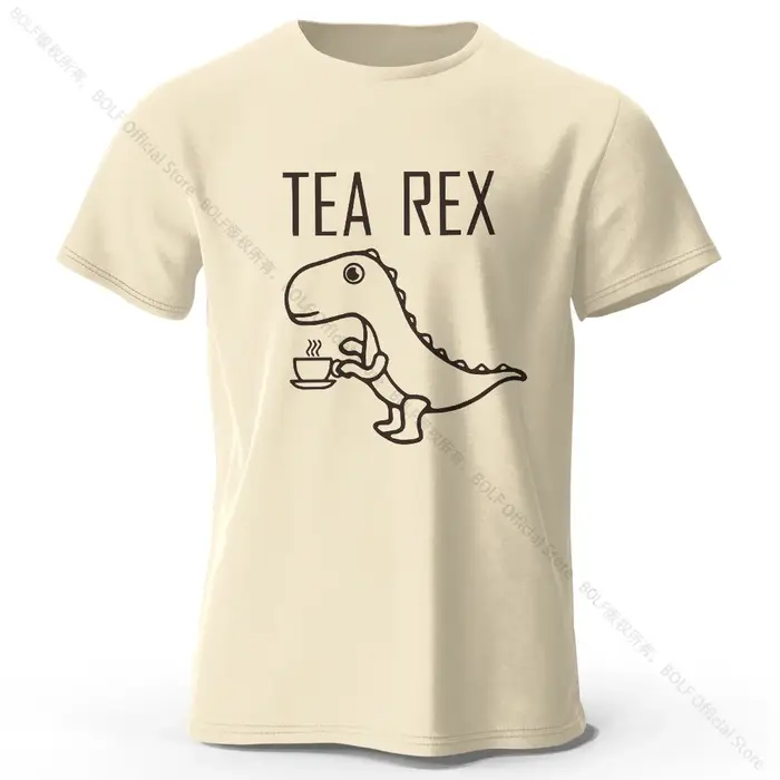 Tea-Rex T-shirt 100 % coton imprimé dinosaure, t-shirt à manches courtes à col rond doux et respiran