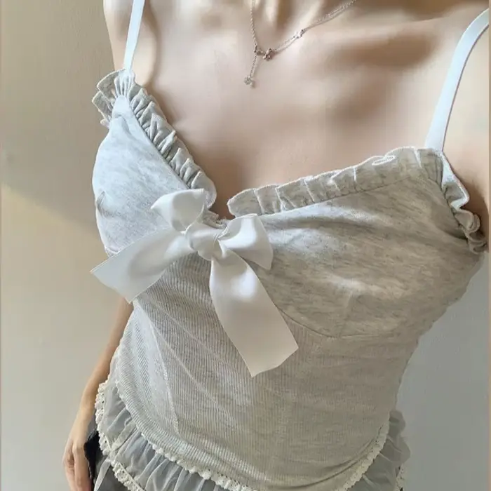 Kawaii débardeur femmes blanc dentelle Camisole Sexy Chic