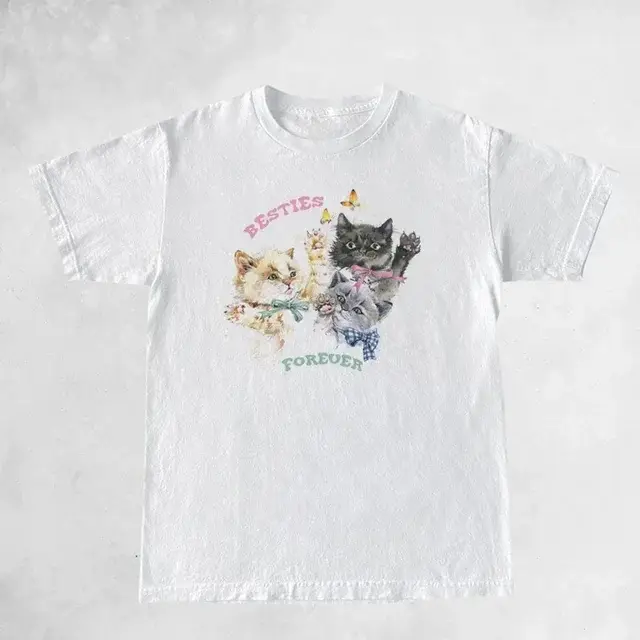 Mignon chaton Besties pour toujours femmes graphique hauts mode surdimensionné t-shirt Vintage esthé