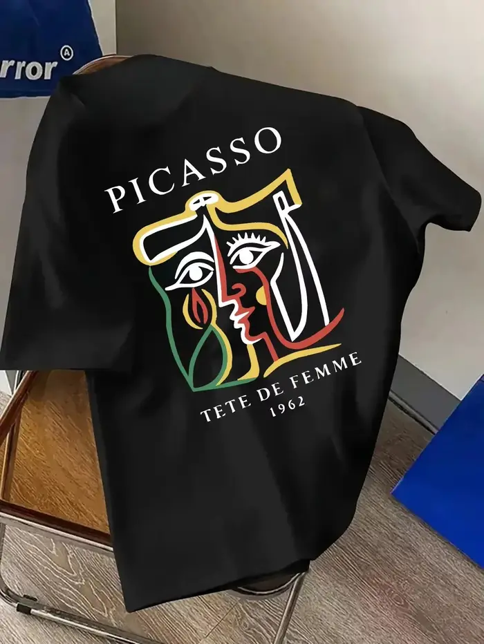 T-shirt pour homme avec imprimé portrait de femme Picasso