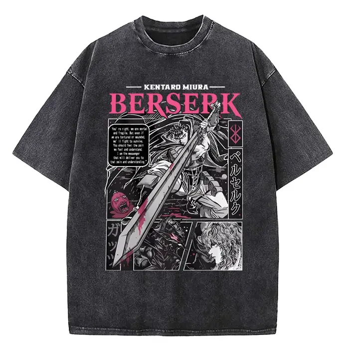 Berserk impression T-Shirt hommes Vintage lavé