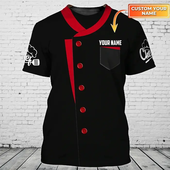 T-shirt unisexe Chef Works, T-shirt homme, T-shirt maître, Nom personnalisé, Imprimé en 3D, Cadeau d