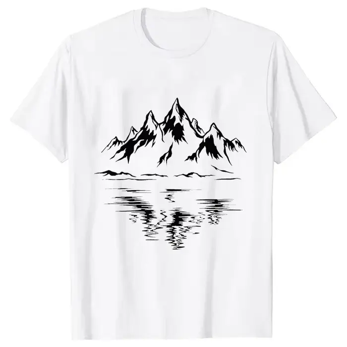 T-shirt 100% coton pour homme avec imprimé montagne, style randonnée intéressant et unique, streetwear adapté aux sports