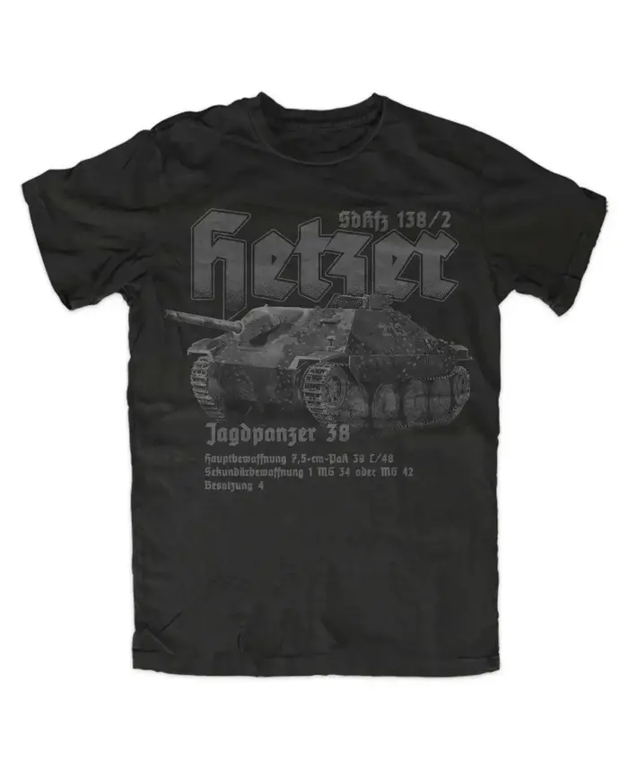 T-Shirt manches courtes pour homme, 100% coton, col rond, décontracté, Hetzer precious Premium, Panz