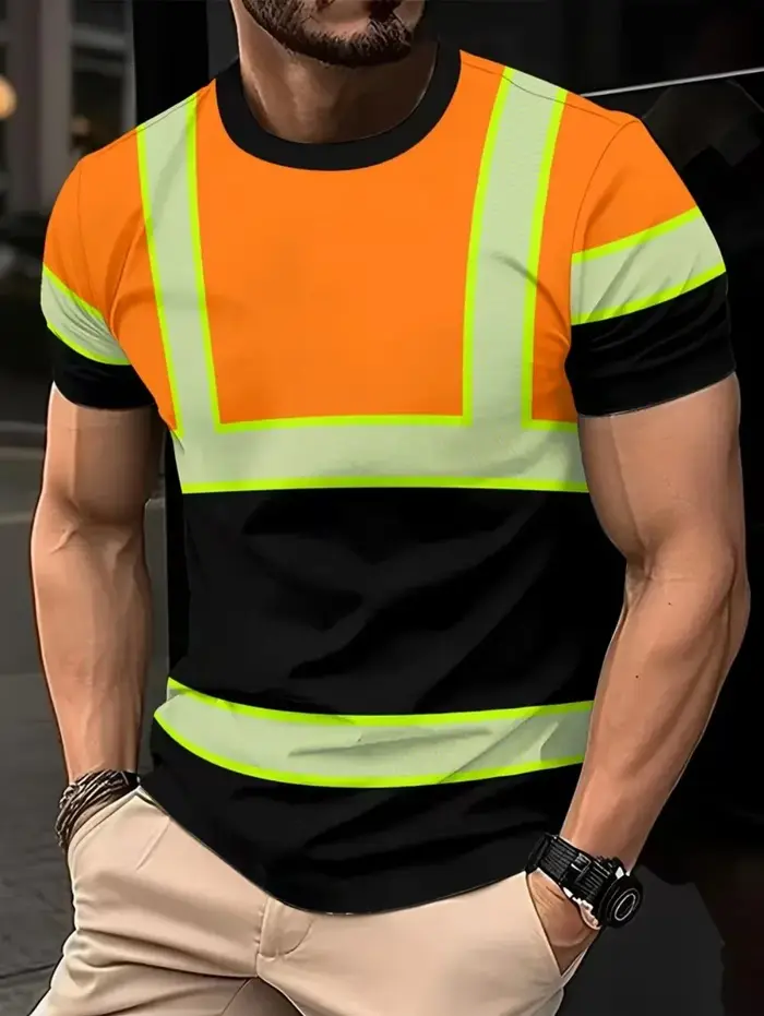 T-shirt pour hommes, avec logo de sécurité imprimé en 3D