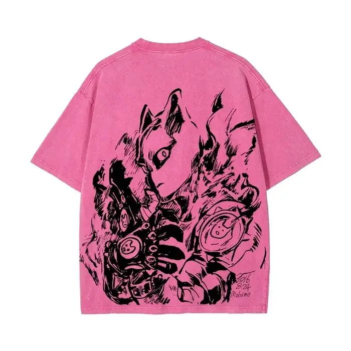 T-shirt JoJo's Bizarre Adventure Killer Queen, t-shirt graphique d'anime, t-shirts vintage lavés, vê