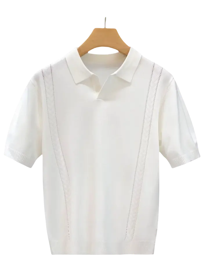 LVLAEA Vente en gros T-shirt d'été pour homme en soie glacée tricotée fine à manches courtes, Nouvea