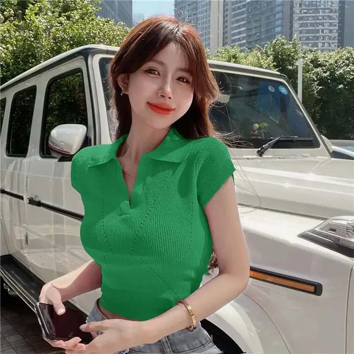 Polo Slim Neck Sexy Blouse pour femme