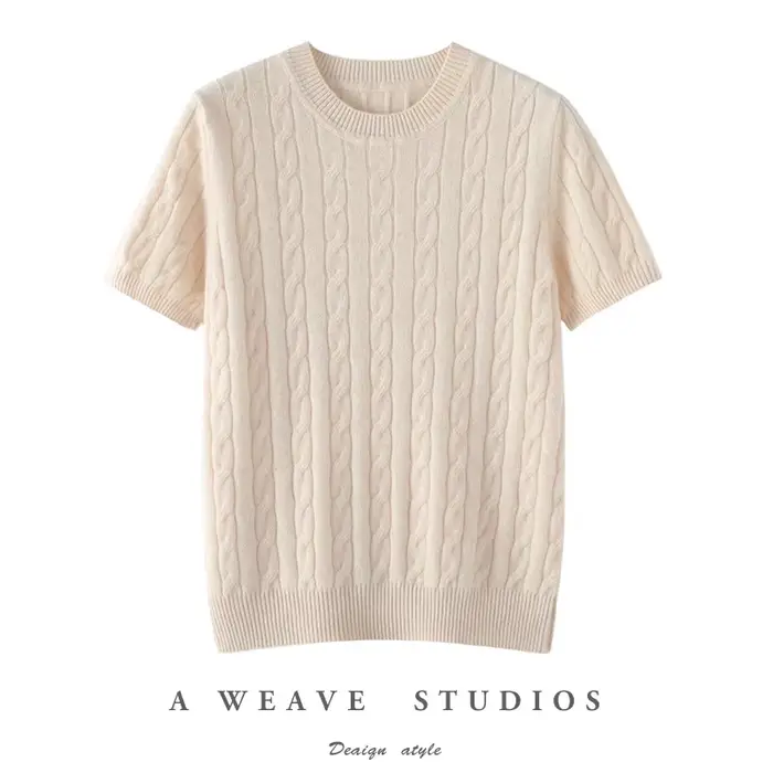 Pull à manches courtes et col rond pour femme