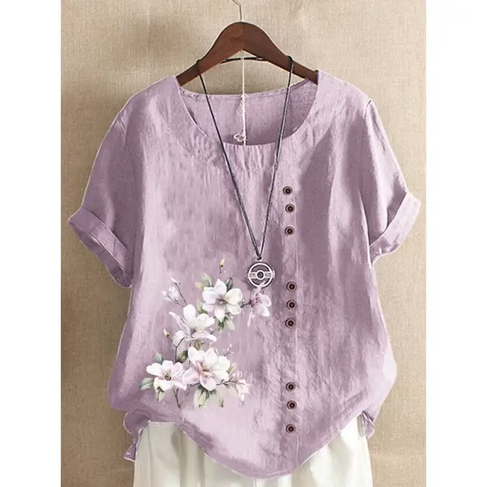 T-shirt en lin de coton confortable pour femme
