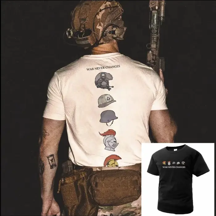 Casque évolution histoire marque tendance américaine T-Shirt à manches courtes été hommes décontract