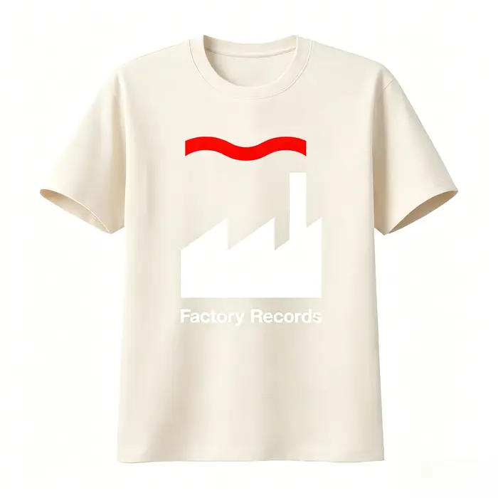 T-shirt Factory Records disponible en noir et blanc classiques