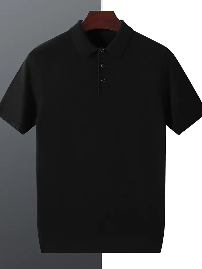 2025 mûrier soie laine pull col Polo pulls hommes ample surdimensionné S-3XL tricoté bas chemise été nouveau décontracté