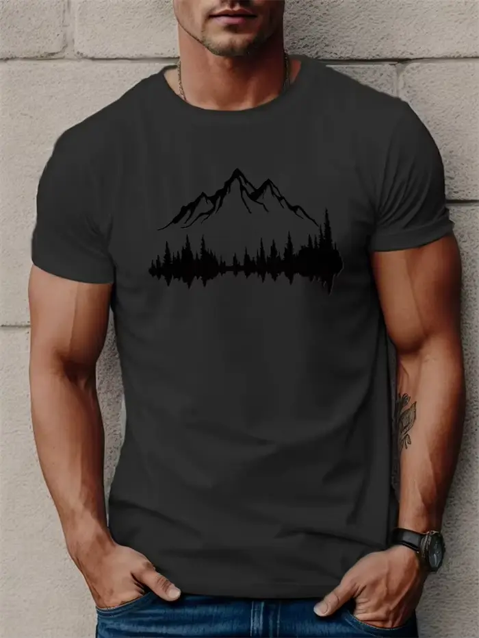 Mode montagne graphique T-shirts pour hommes été à la mode à manches courtes 3D imprimé T-shirts Sim