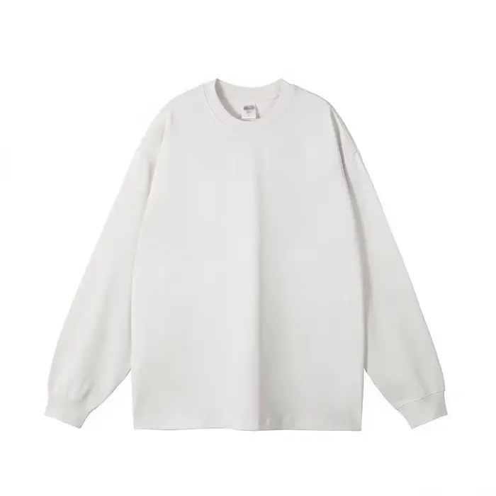 T-shirt à manches longues pour femmes, haut basique polyvalent de couleur unie, en pur coton, ample,