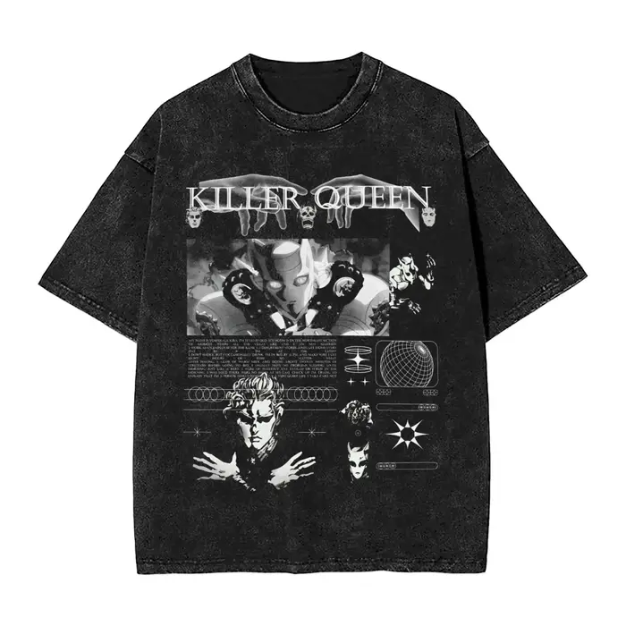 Anime Jojo's Bizarre Adventure Joseph Joestar Kira Killer T-shirt Men Manga Vintage Tshirts Harajuku Washed Cotton T Shirt