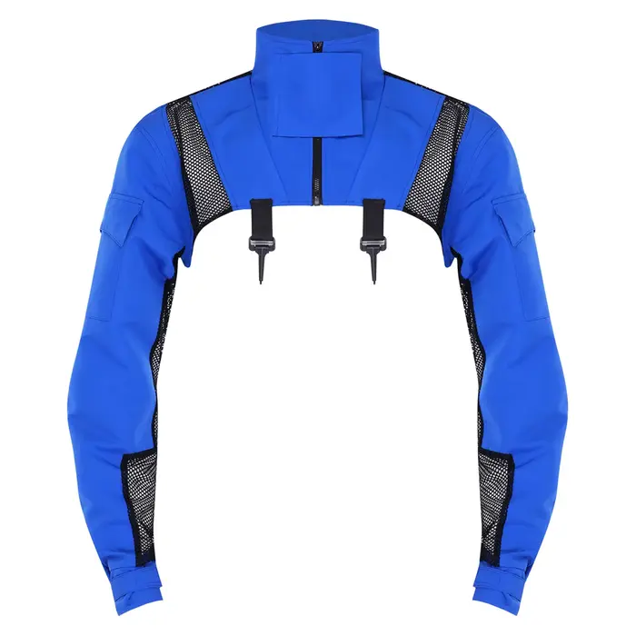 T-shirt de combat pour homme à manches longues, avec protection d'épaule, col montant, empiècements 