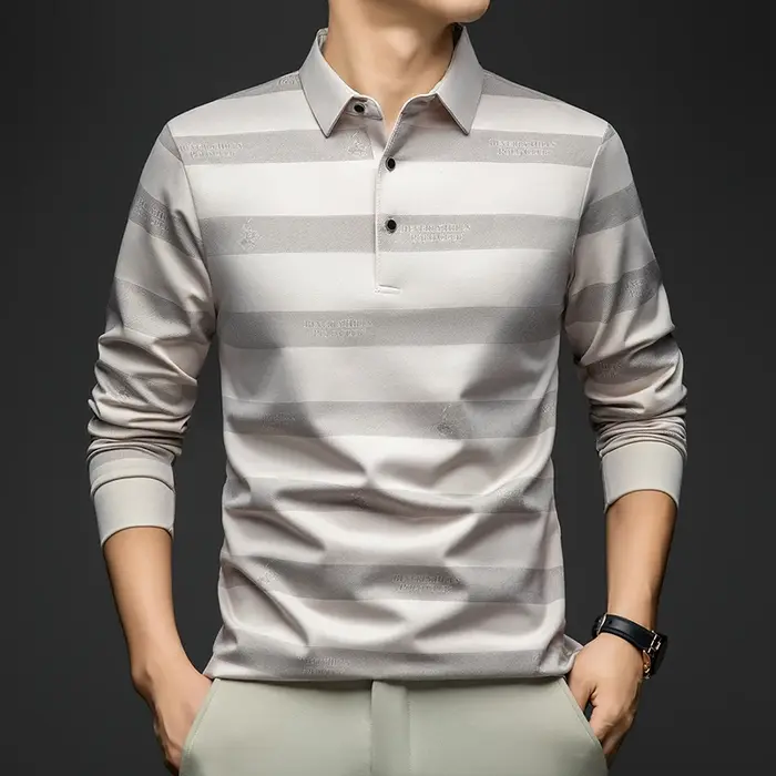 Chemises Polo Élégantes pour Hommes BROWON Printemps Automne 2026 Manches Longues Col Revers Grand M