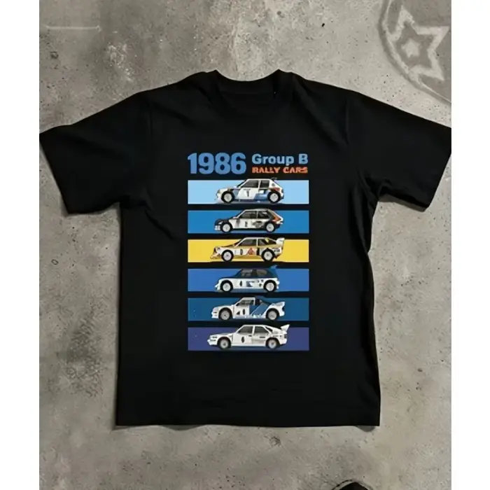 T-shirt pour homme 1986 Rallye Groupe B, motif créatif imprimé avec illustration de course, pour le 