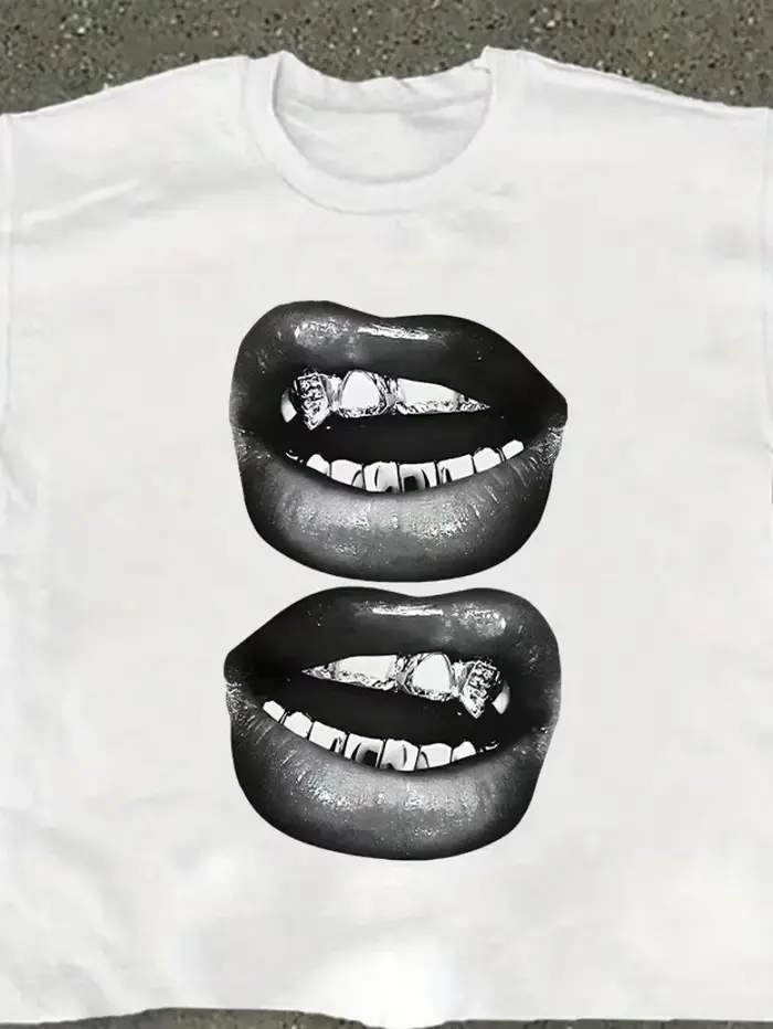 T-shirt imprimé motif lèvres