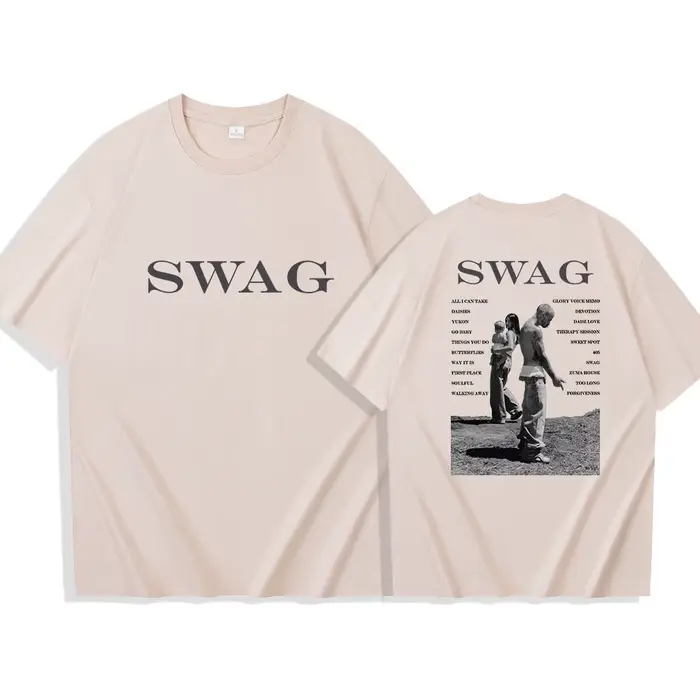 Bieber SWAG 2025 Justin Album T-shirt 2 faces col rond manches courtes chemises Fans cadeau