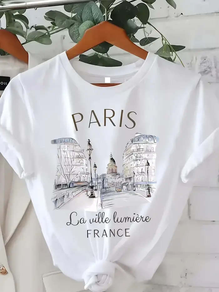 Y2k T-shirt Paris femmes imprimé