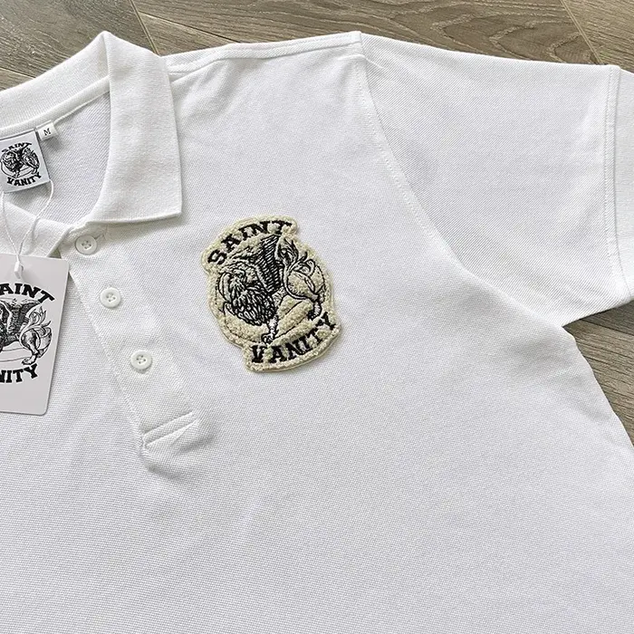 Polo décontracté en coton à manches courtes SAINT VANITY avec imprimé lettres simple