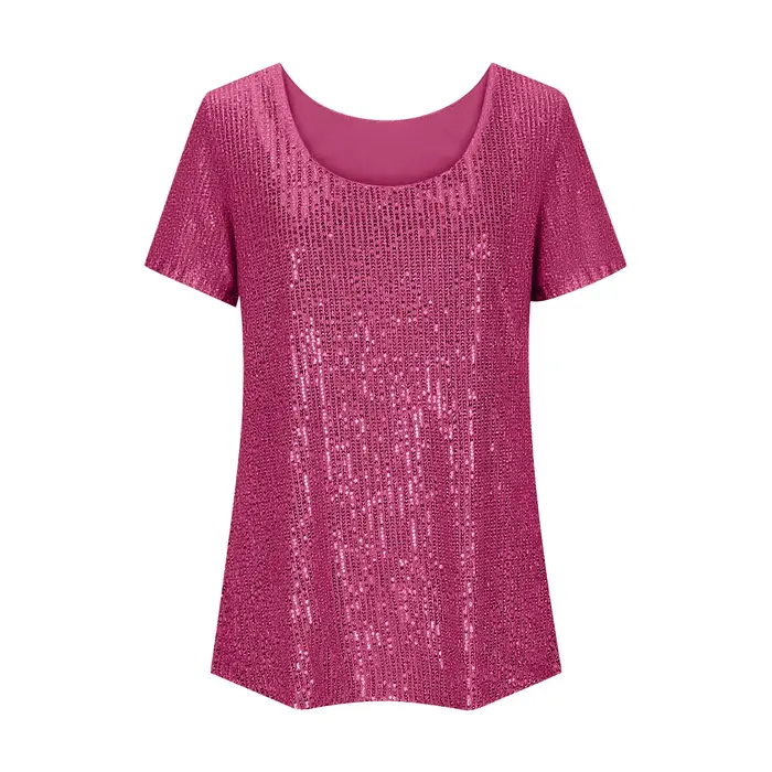 T-shirt à paillettes brillantes pour femmes