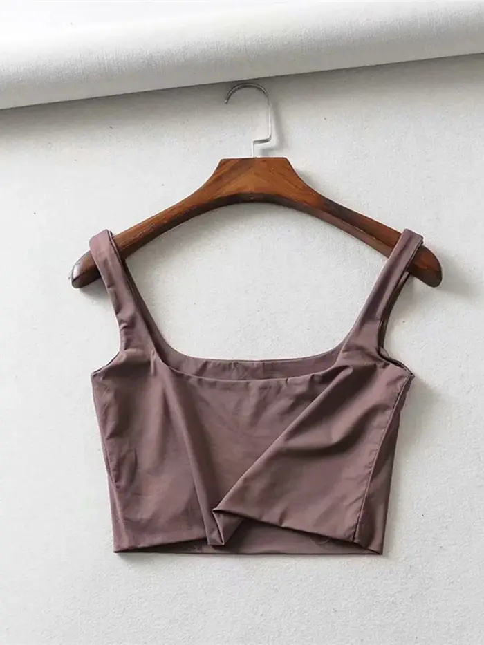 Offre spéciale 2025 été femmes Sexy hauts sans manche mode court col carré débardeurs 4 couleurs