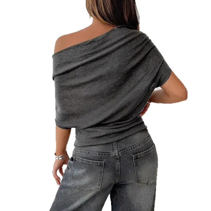 T-shirt sexy et tendance à épaules dénudées pour femme