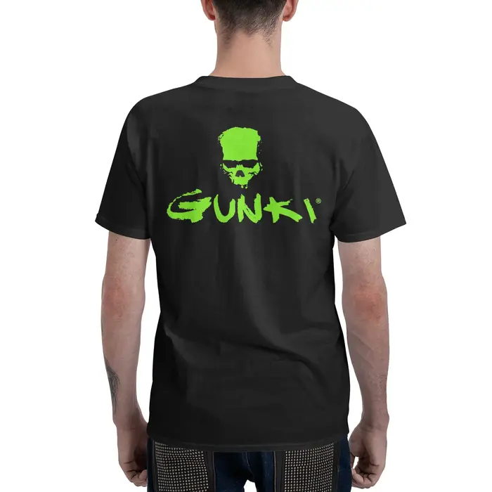 T-shirt Homme Double Face 100% Coton Col Rond Motif Crâne Pêche Gunki Logo