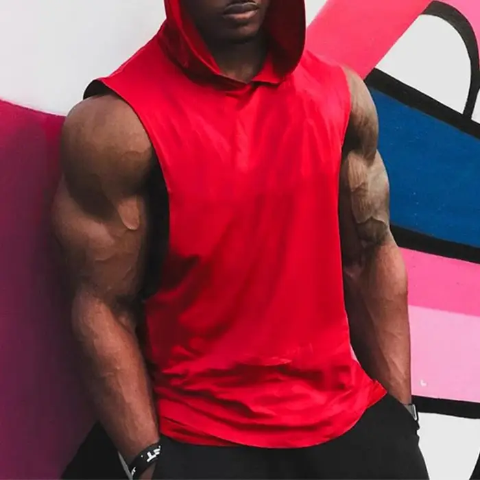 Débardeurs à capuche décontractés pour hommes – Nouvelle collection été – Couleur unie – Sans manche