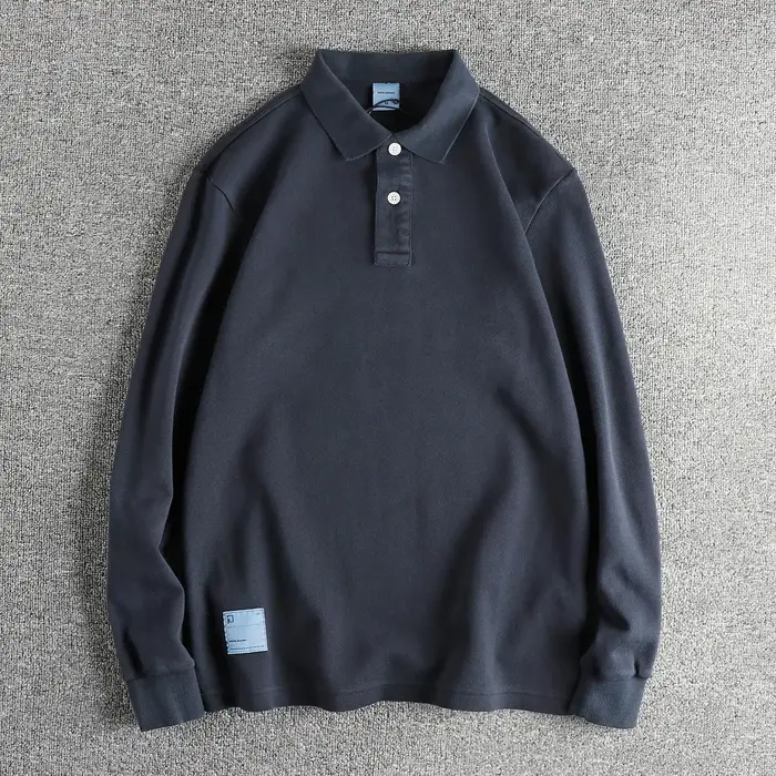 Polo rétro américain à manches longues pour hommes