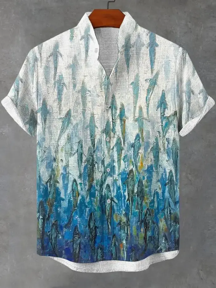 Chemise d'été décontractée à manches courtes pour hommes, chemise à revers boutonnée, hauts surdimen