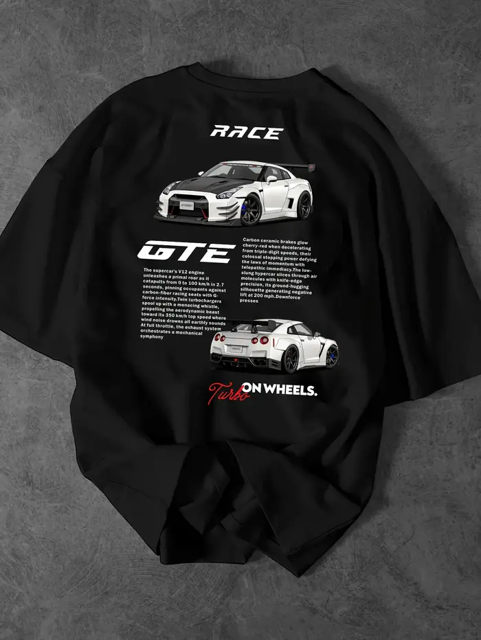 Le nouveau t-shirt élégant pour hommes à motif automobile intègre des éléments de course