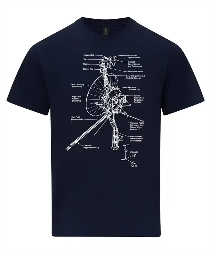 Voyager espace sonde schéma NASA plan T-shirt hommes chemise personnalité Art esthétique décontracté rue à manches courtes haut