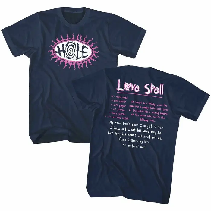 T-shirt pour homme de la groupe Hole avec design de paroles de la chanson « Love Spell », en pur cot
