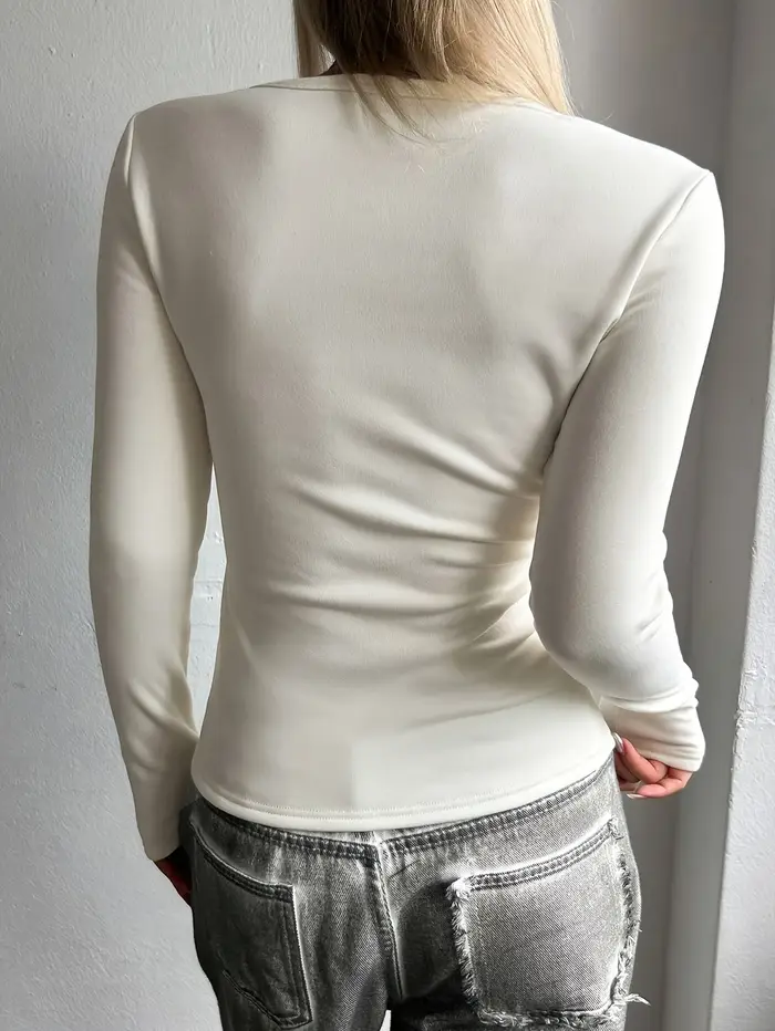 Automne et hiver base chaude femmes T-shirt mince femmes T-shirt à manches longues pour femme mince hauts blancs femme t-shirts chemise