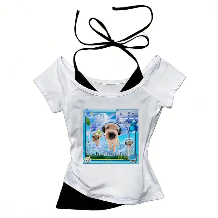 T-shirt Frutiger Aero pour femmes, style Y2k, respirant, graphique tendance, rétro, anime, pop cultu