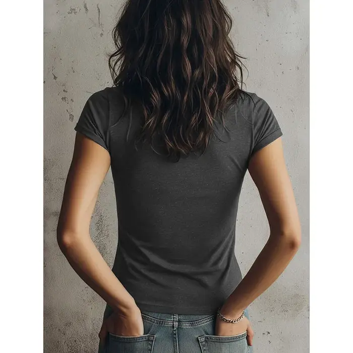 T-shirt d'été slim fit à demi-zip et col à revers pour femme