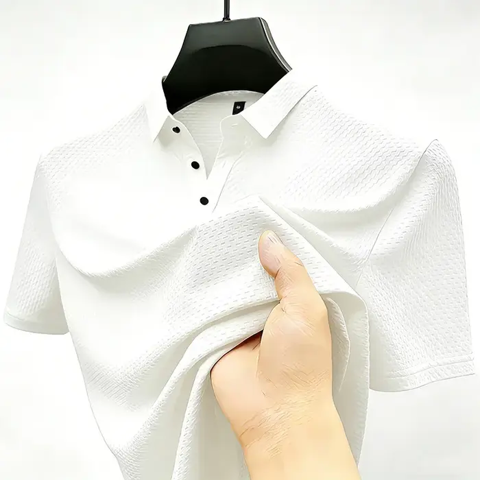 Polo sportif à manches courtes pour homme avec texture gaufrée