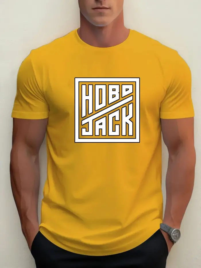 T-shirt pour hommes hobo jack 100 % coton imprimé graphique été col rond