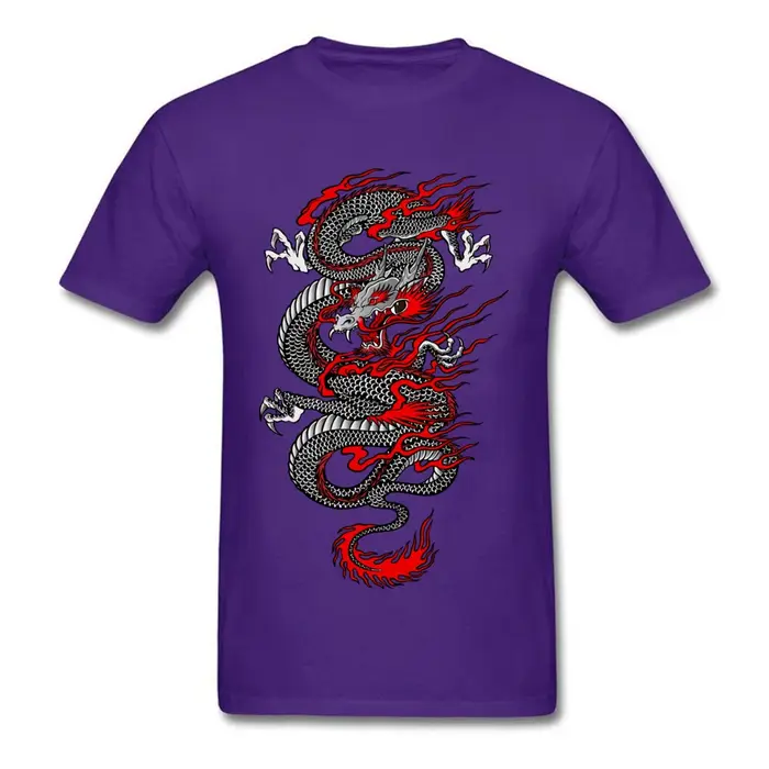 T-shirt à col rond Dragon asiatique pour hommes, t-shirts graphiques en Y, vêtements en coton, style