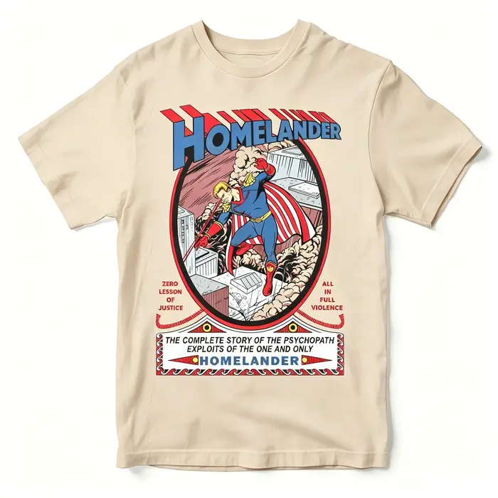 T-shirt rétro Homelander The Boys Villain en coton, style Y2K, streetwear oversize pour hommes et fe