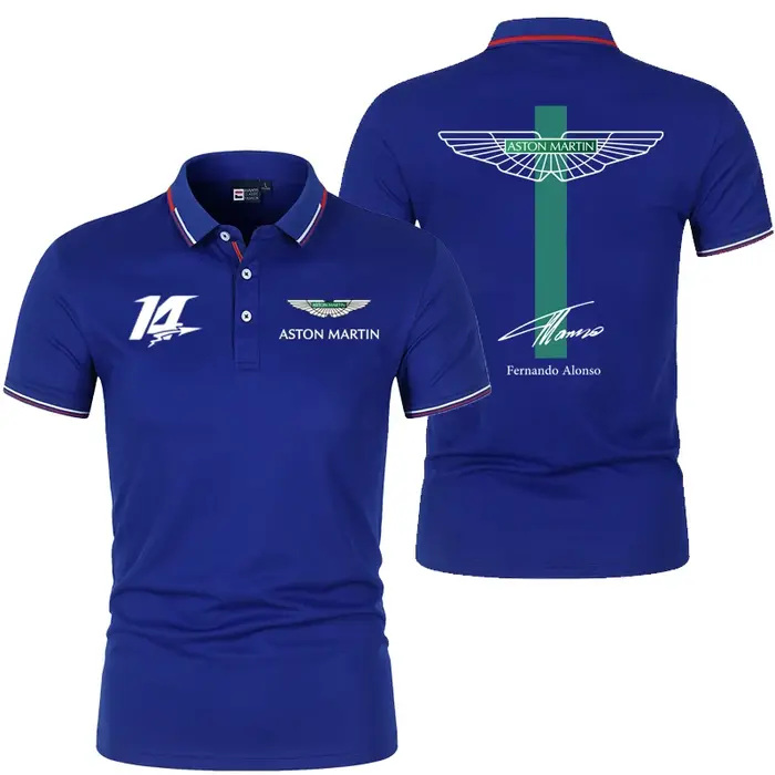 Polo de sport d'été pour hommes de l'équipe Aston Martin Racing Fernando Alonso
