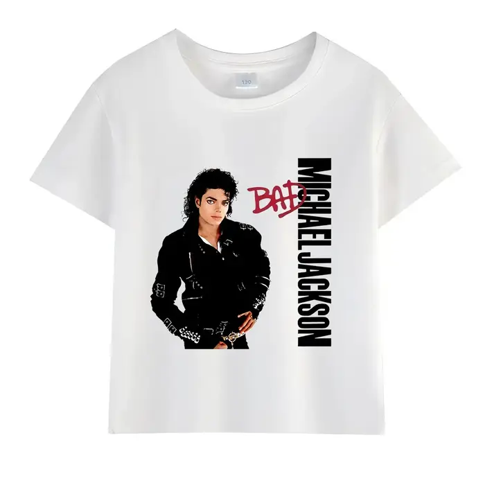 T-Shirt Michael Jackson Rock N Roll pour enfants, haut à col rond, vêtements d'été décontractés pour