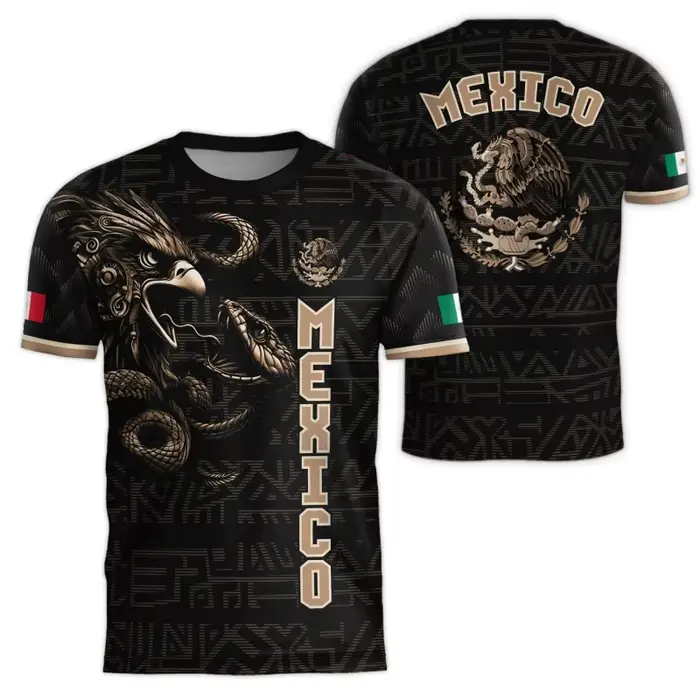 T-shirt Mexique Aztèque Homme Femme, T-shirt graphique avec emblème d'aigle mexicain, Vêtements de s
