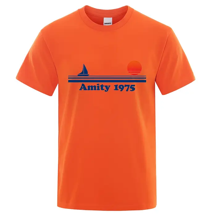 Amity 1975-Mâchoires rétro impression t-shirt hommes créativité Sweat vêtements mode